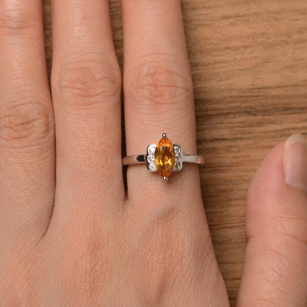 Marquise Cut Citrine Engagement Rings - Palmary