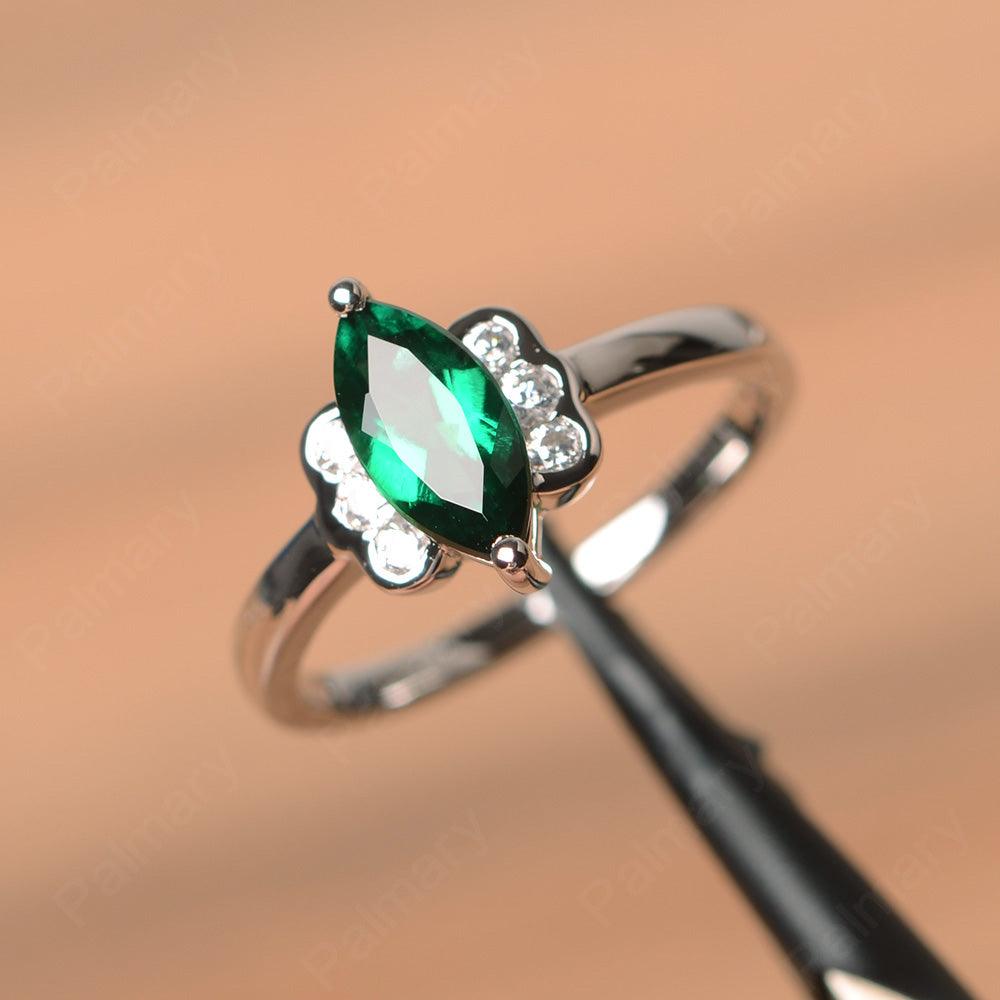 Marquise Cut Emerald Engagement Rings - Palmary