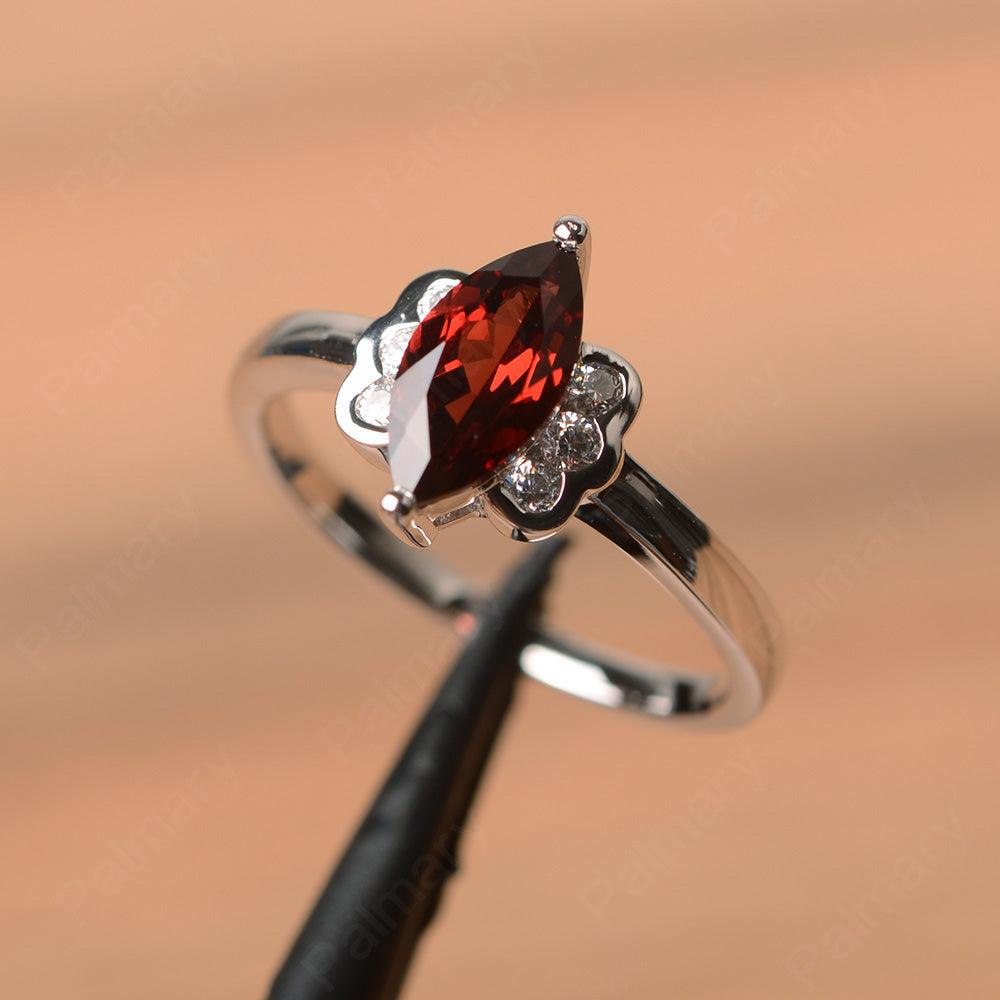 Marquise Cut Garnet Engagement Rings - Palmary