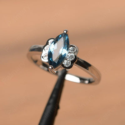 Marquise Cut London Blue Topaz Engagement Rings - Palmary