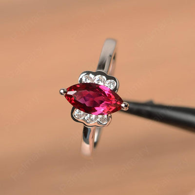 Marquise Cut Ruby Engagement Rings - Palmary