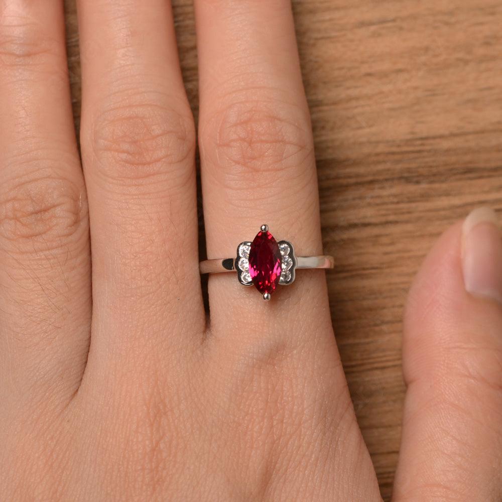 Marquise Cut Ruby Engagement Rings - Palmary