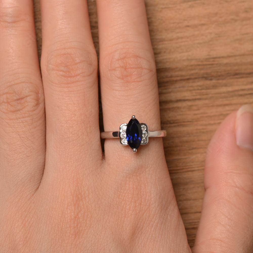 Marquise Cut Sapphire Engagement Rings - Palmary