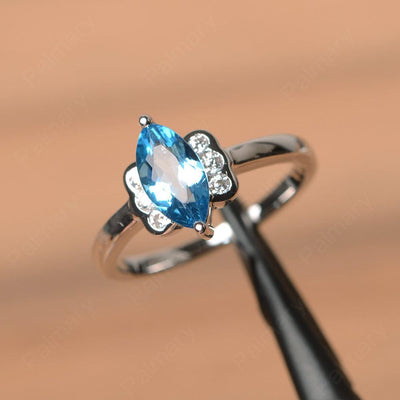 Marquise Cut Swiss Blue Topaz Engagement Rings - Palmary