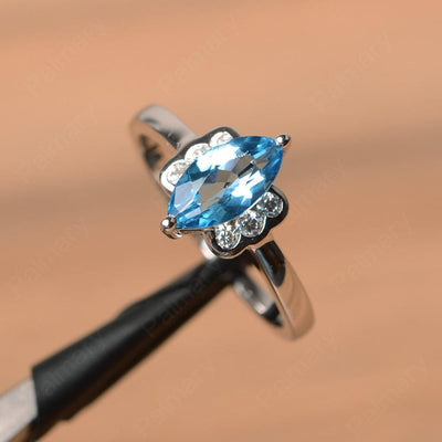 Marquise Cut Swiss Blue Topaz Engagement Rings - Palmary