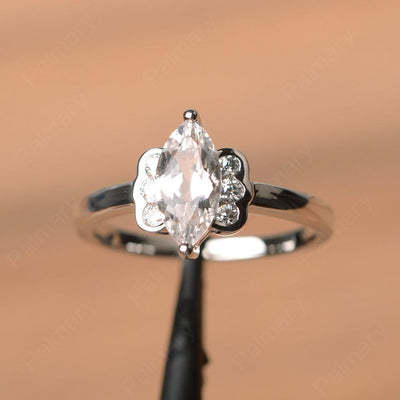Marquise Cut White Topaz Engagement Rings - Palmary