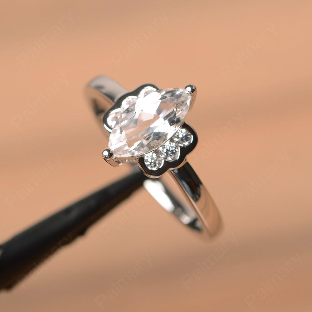 Marquise Cut White Topaz Engagement Rings - Palmary