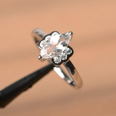 Marquise Cut White Topaz Engagement Rings - Palmary