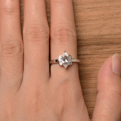 Marquise Cut White Topaz Engagement Rings - Palmary