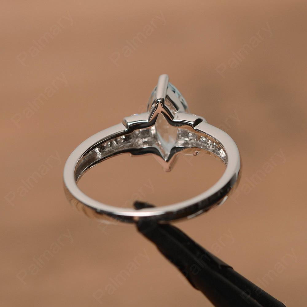 Marquise Cut Aquamarine Wedding Rings - Palmary