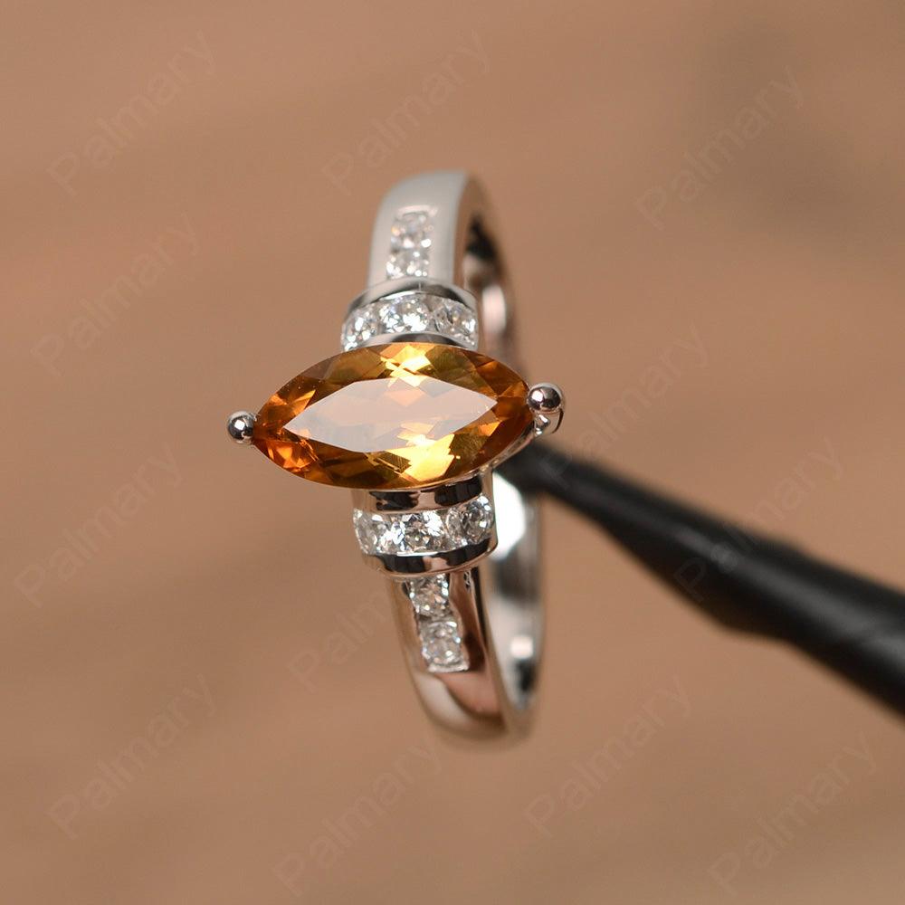 Marquise Cut Citrine Wedding Rings - Palmary