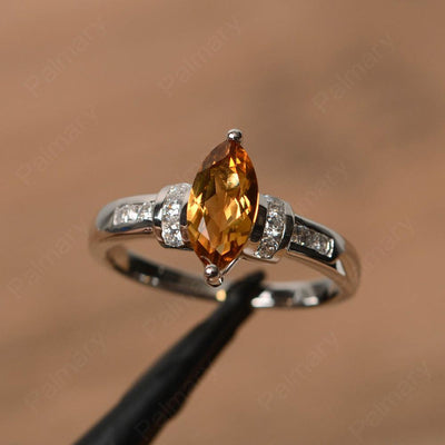 Marquise Cut Citrine Wedding Rings - Palmary