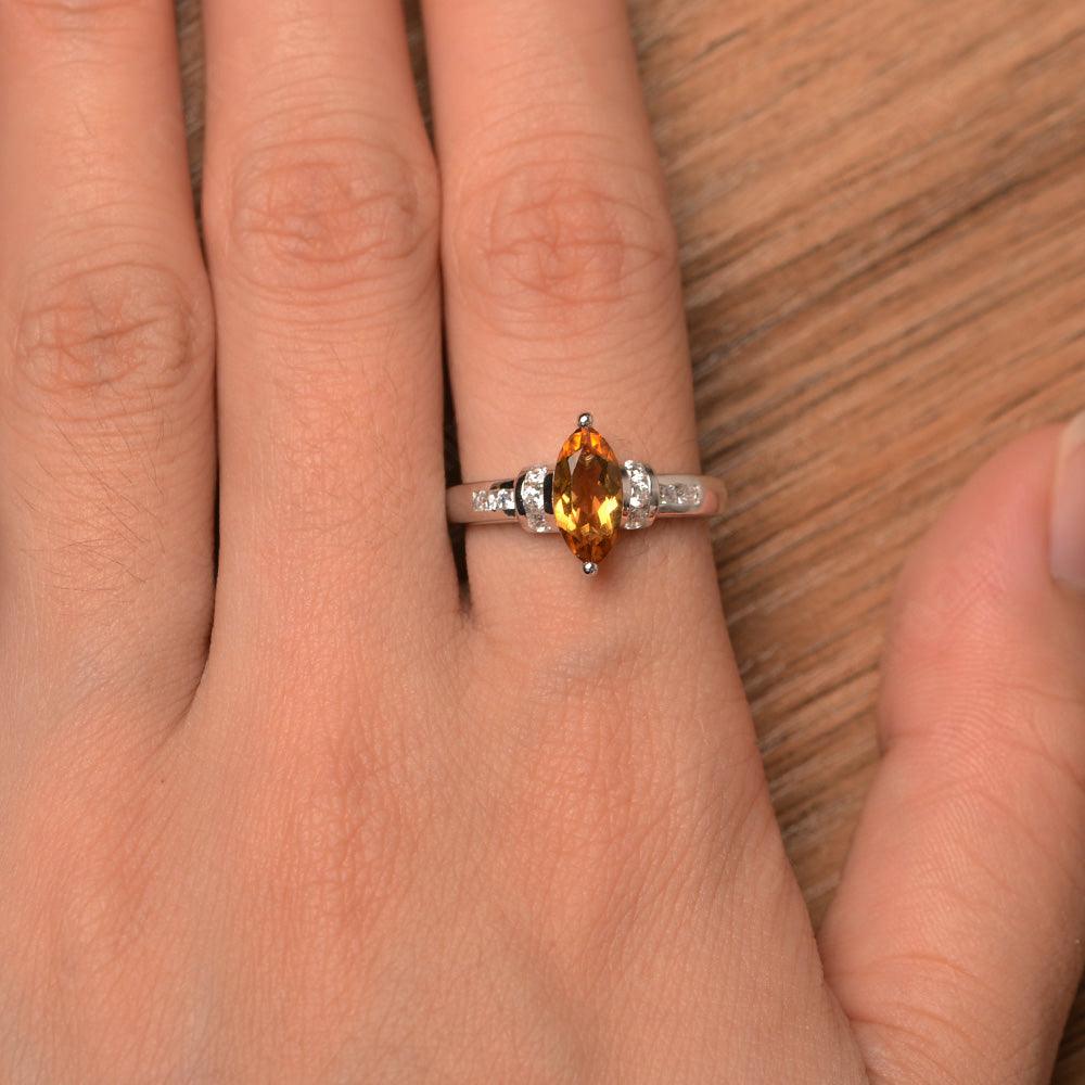 Marquise Cut Citrine Wedding Rings - Palmary