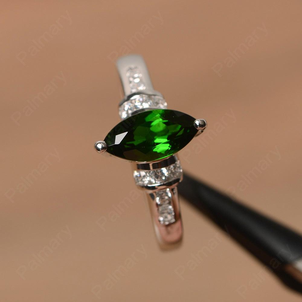 Marquise Cut Diopside Wedding Rings - Palmary