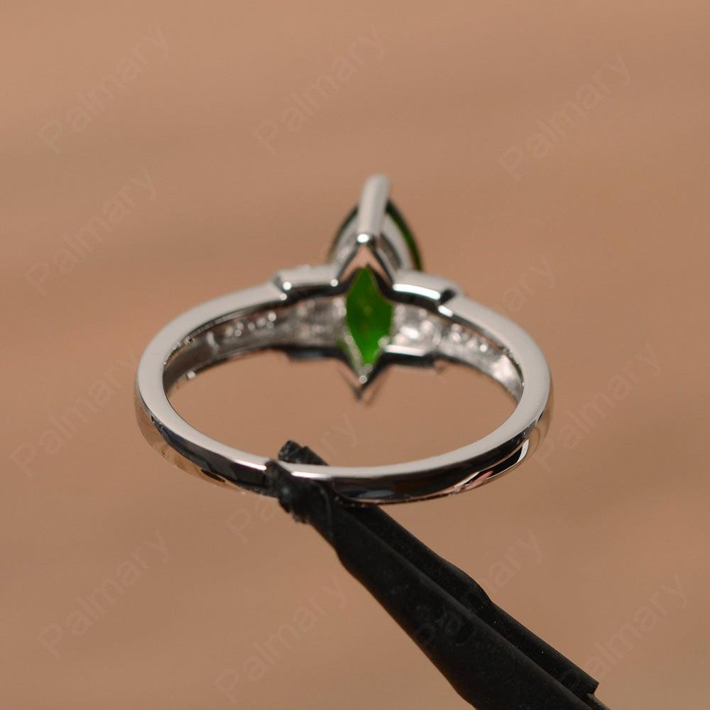 Marquise Cut Diopside Wedding Rings - Palmary