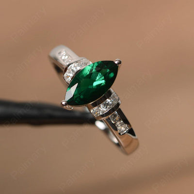 Marquise Cut Emerald Wedding Rings - Palmary
