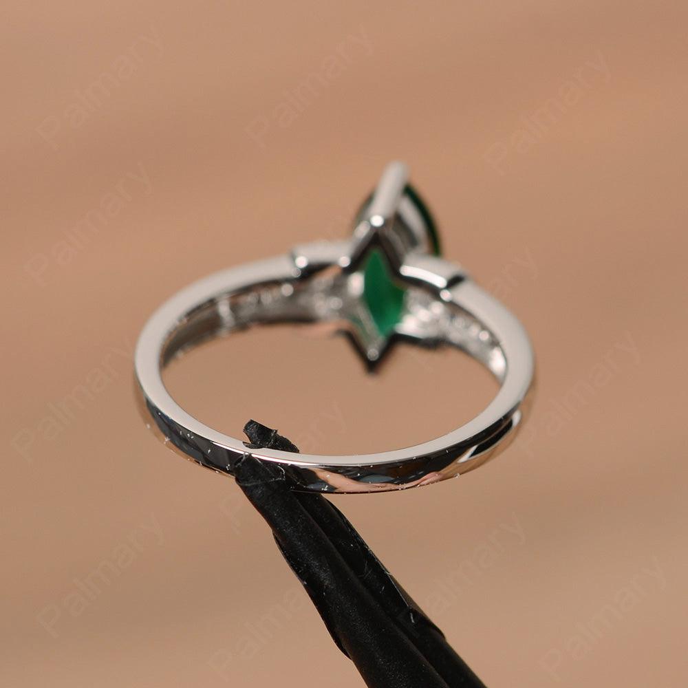 Marquise Cut Emerald Wedding Rings - Palmary