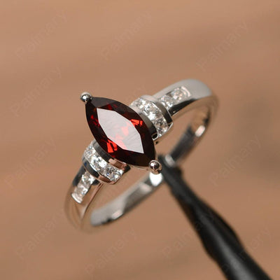 Marquise Cut Garnet Wedding Rings - Palmary
