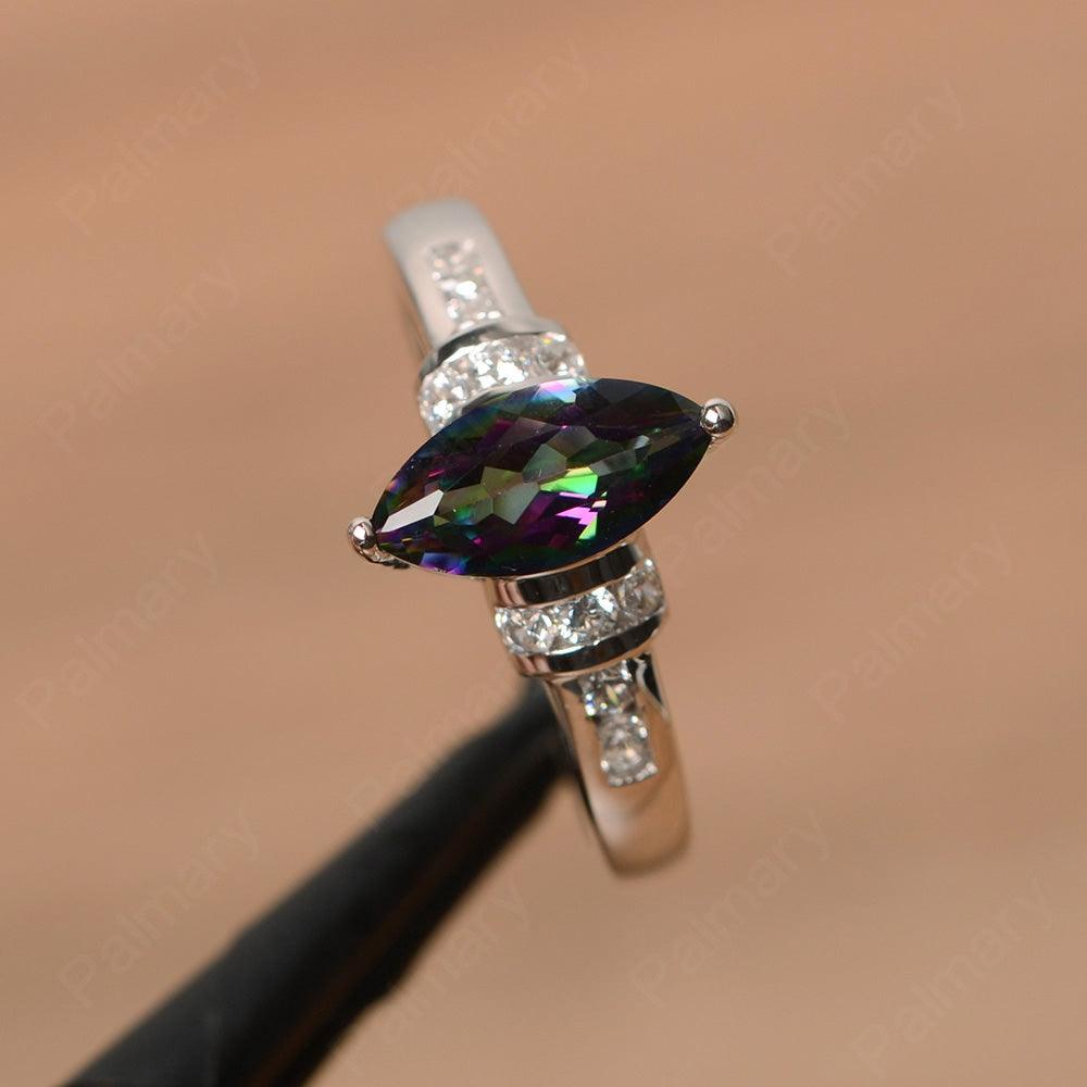 Marquise Cut Mystic Topaz Wedding Rings - Palmary