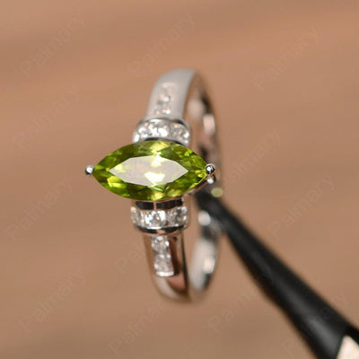 Marquise Cut Peridot Wedding Rings - Palmary