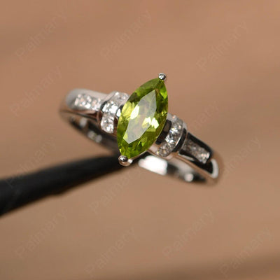 Marquise Cut Peridot Wedding Rings - Palmary