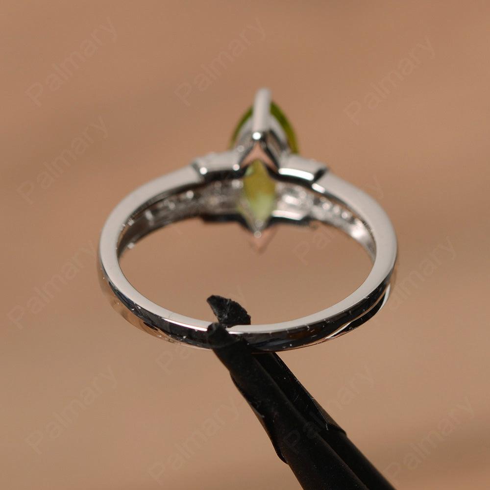 Marquise Cut Peridot Wedding Rings - Palmary