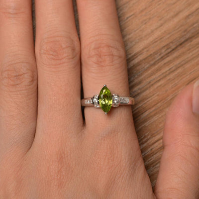 Marquise Cut Peridot Wedding Rings - Palmary