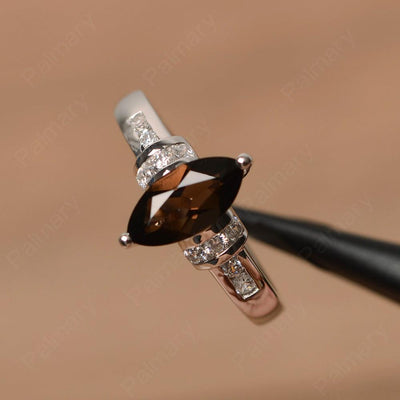 Marquise Cut Smoky Quartz  Wedding Rings - Palmary