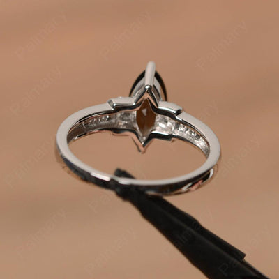 Marquise Cut Smoky Quartz  Wedding Rings - Palmary
