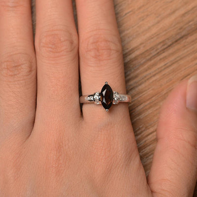 Marquise Cut Smoky Quartz  Wedding Rings - Palmary
