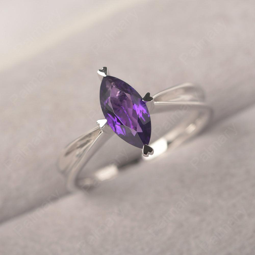 Marquise Cut Amethyst Solitaire Rings - Palmary