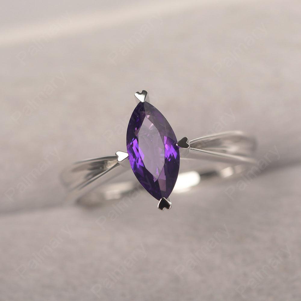 Marquise Cut Amethyst Solitaire Rings - Palmary