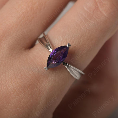 Marquise Cut Amethyst Solitaire Rings - Palmary