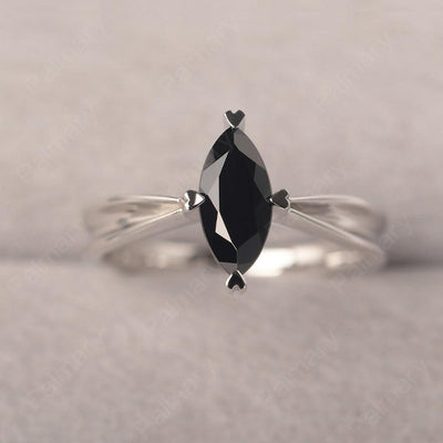 Marquise Cut Black Spinel Solitaire Rings - Palmary