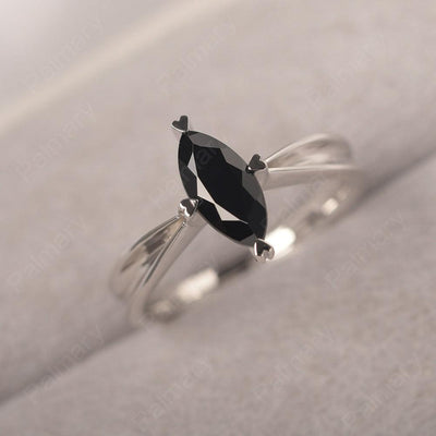 Marquise Cut Black Spinel Solitaire Rings - Palmary