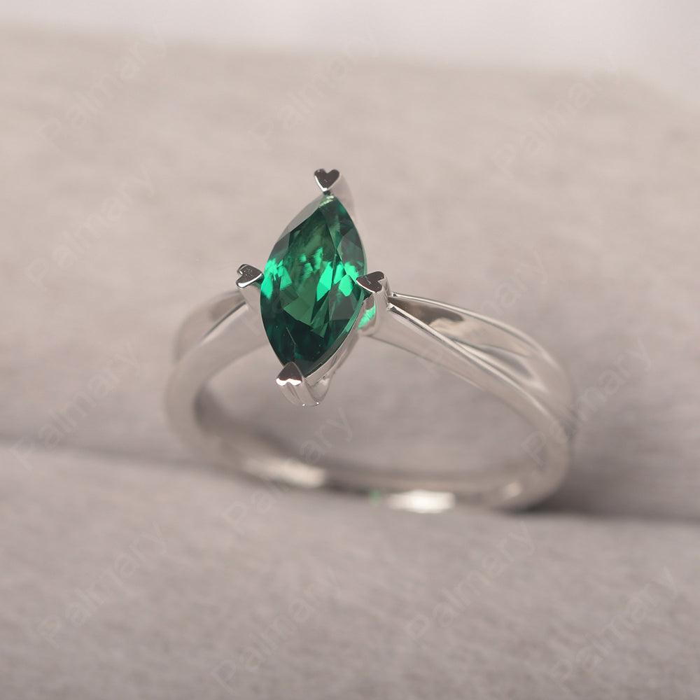 Marquise Cut Emerald Solitaire Rings - Palmary