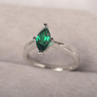 Marquise Cut Emerald Solitaire Rings - Palmary