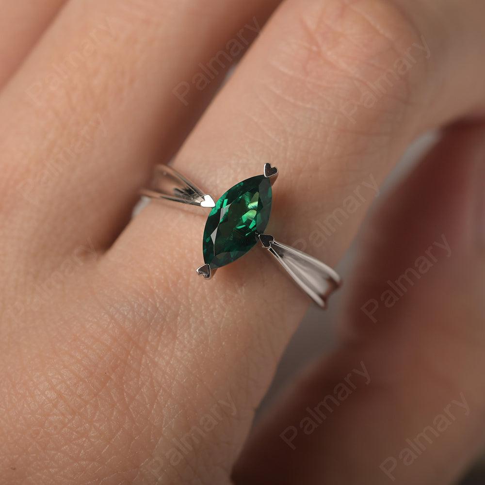 Marquise Cut Emerald Solitaire Rings - Palmary