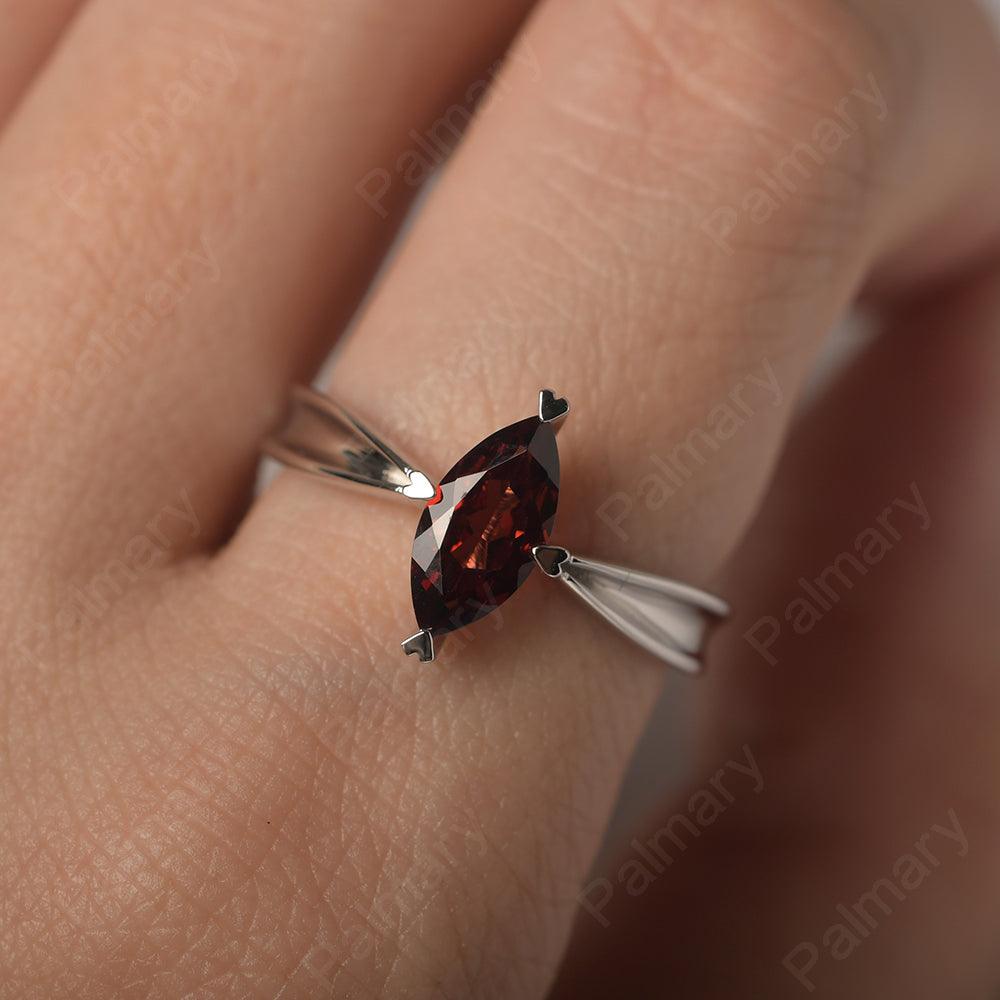 Marquise Cut Garnet Solitaire Rings - Palmary