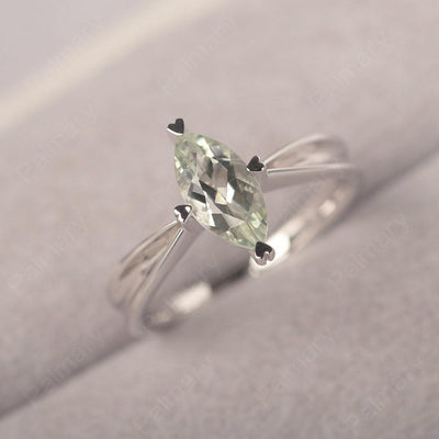 Marquise Cut Green Amethyst Solitaire Rings - Palmary