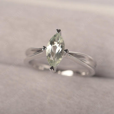 Marquise Cut Green Amethyst Solitaire Rings - Palmary