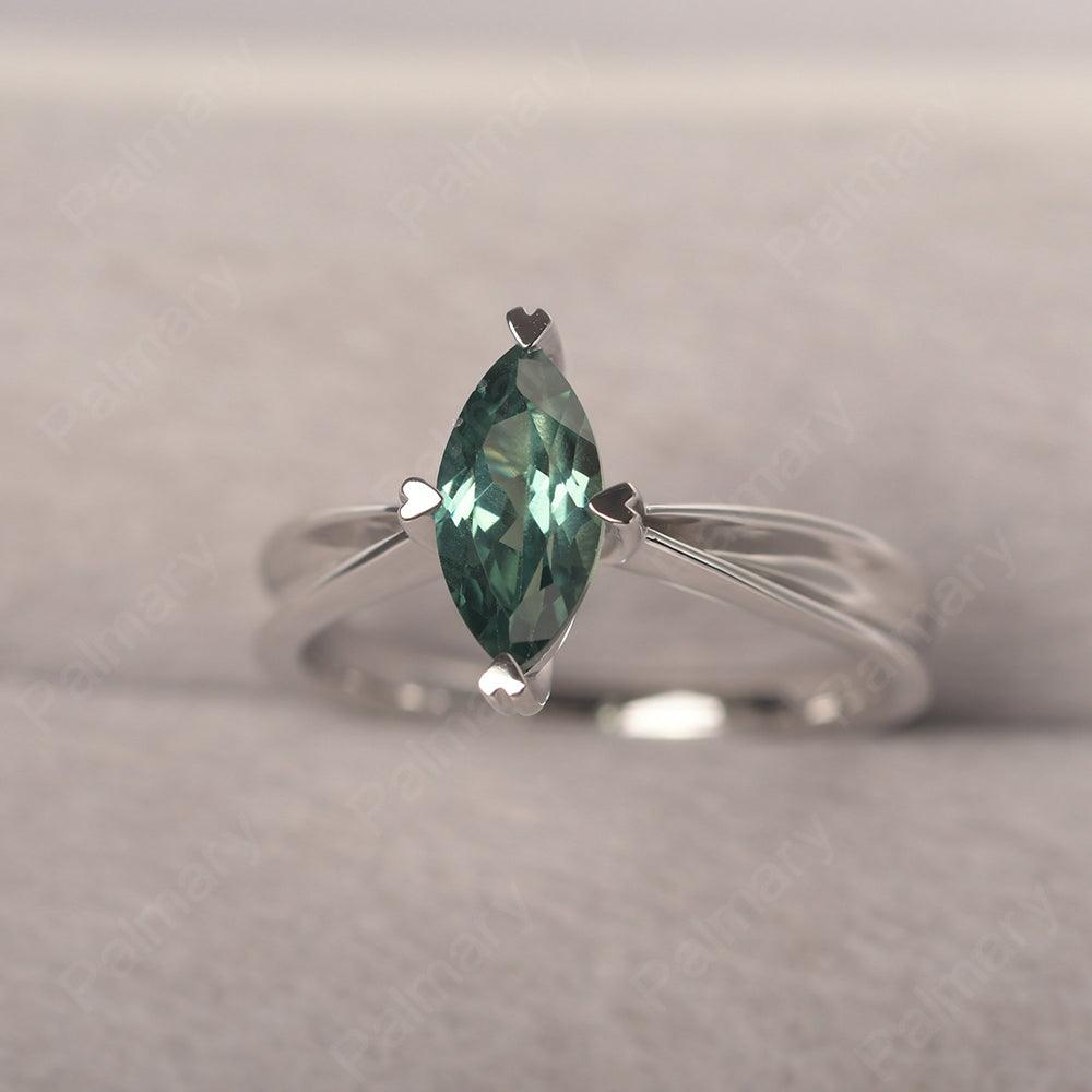 Marquise Cut Green Sapphire Solitaire Rings - Palmary