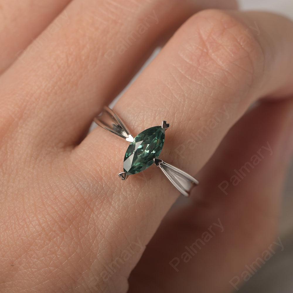 Marquise Cut Green Sapphire Solitaire Rings - Palmary