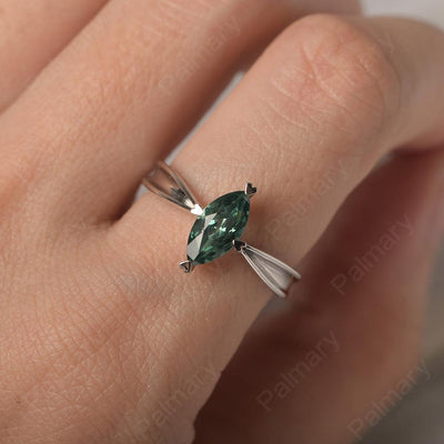 Marquise Cut Green Sapphire Solitaire Rings - Palmary
