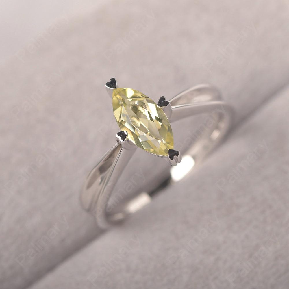 Marquise Cut Lemon Quartz Solitaire Rings - Palmary
