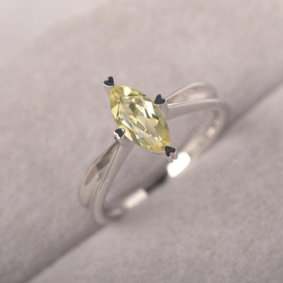 Marquise Cut Lemon Quartz Solitaire Rings - Palmary