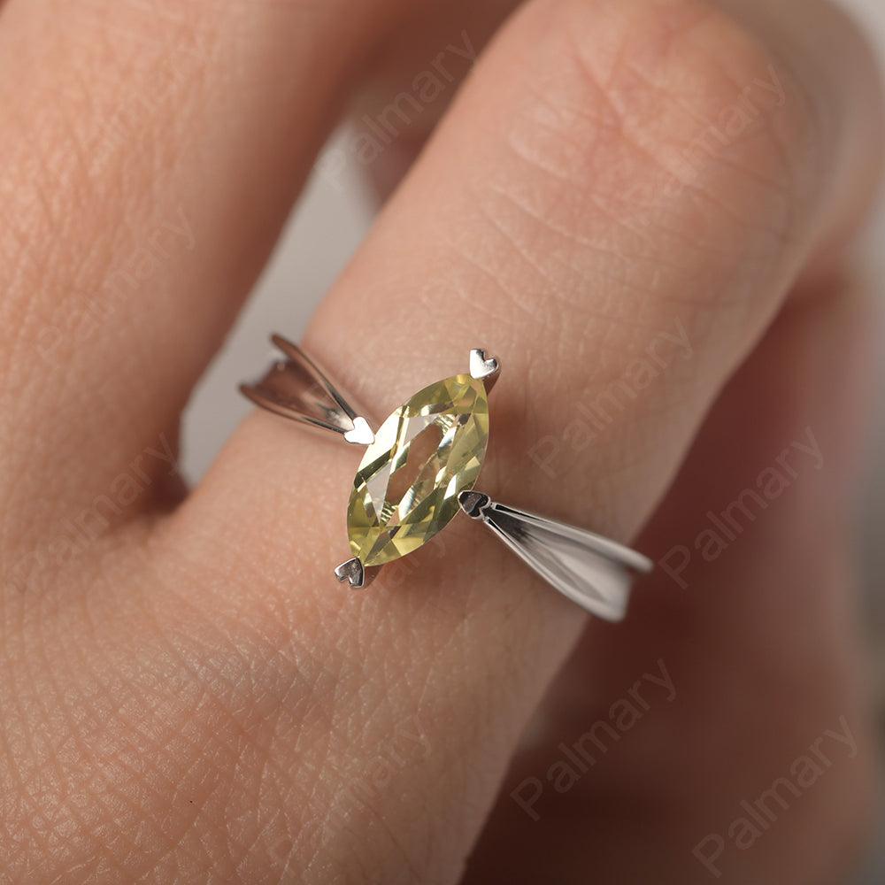 Marquise Cut Lemon Quartz Solitaire Rings - Palmary
