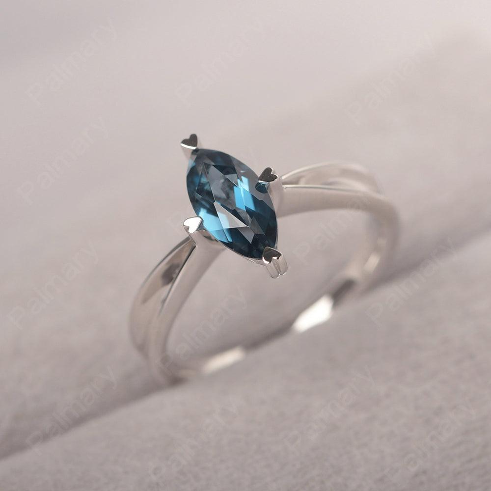 Marquise Cut London Blue Topaz Solitaire Rings - Palmary