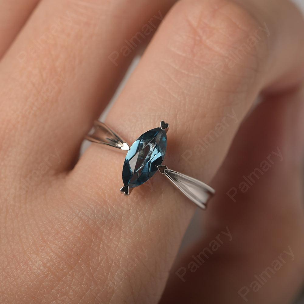 Marquise Cut London Blue Topaz Solitaire Rings - Palmary