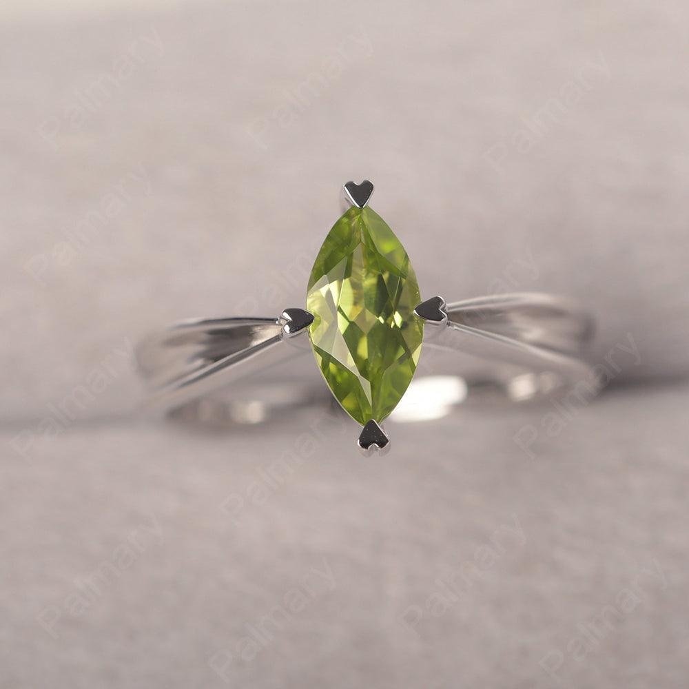 Marquise Cut Peridot Solitaire Rings - Palmary